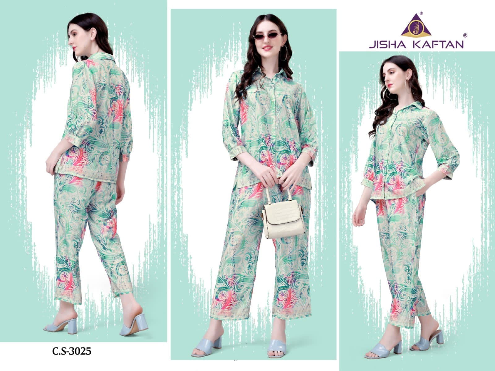 Jisha Kaftan Silk Cord Set Vol 2 Printed Western Catalog